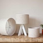 Cilinder lampshades 'Modena fabric' pleated in a specific patern, light sandstone color