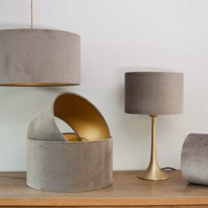 Velvet Cylinder Lampshades color Taupe