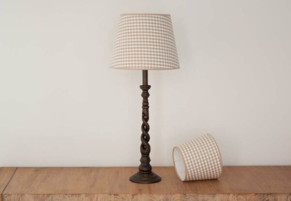 Empire lampshades in taupe checked fabric